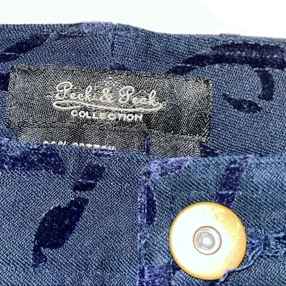 Peck and Peck Brand Stamped velveteen pants Navy and Black - Picture 7 of 7